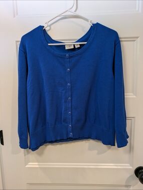 🔴 3/$15 Cato Royal Blue Button-Front Women's Cropped Cardigan Sweater